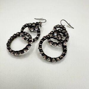 Three Hoop Interlock Rhinestone Drop Earrings